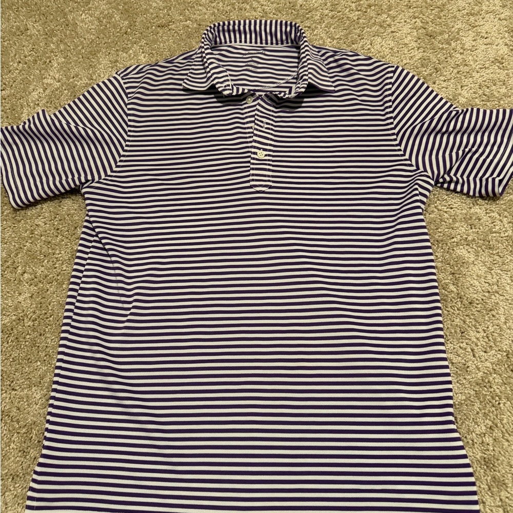 Johnnie-O Nelly Hangin' Out stretch cotton purple striped polo shirt men’s small